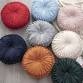 Round Velvet Pleated Pillow Cushion | Yedwo Home